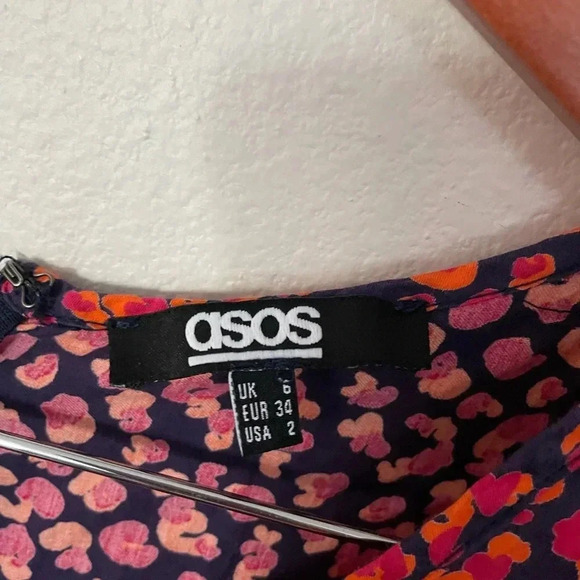 Asos red floral mini dress size 2 - Picture 4 of 6